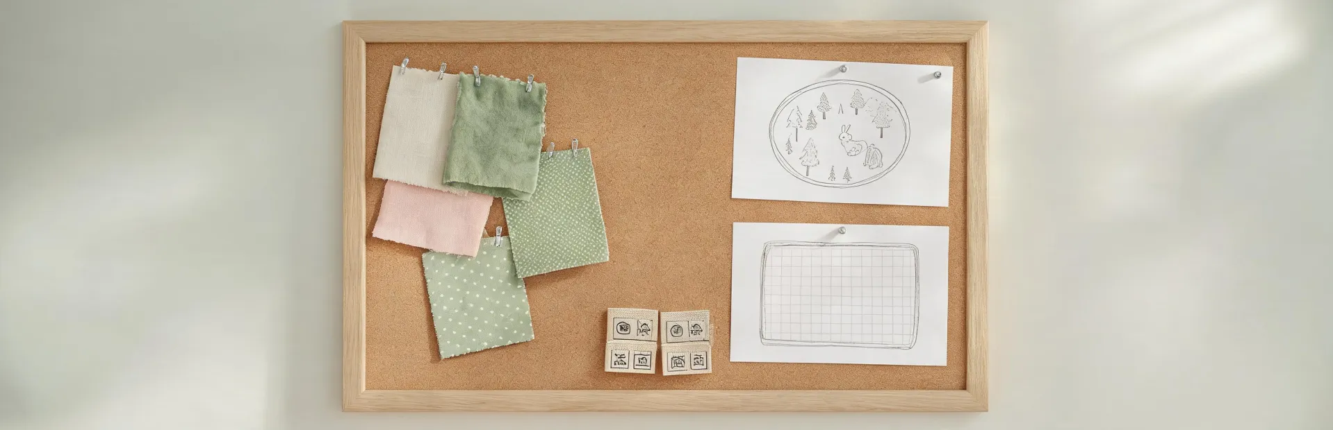 Quiet nursery textile planning wall