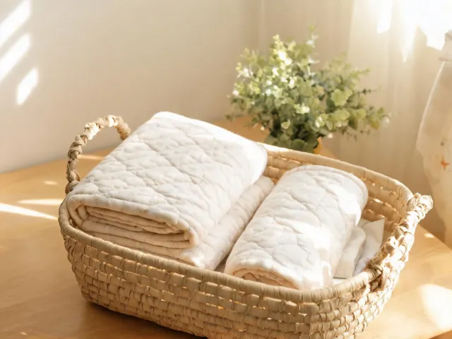 Nursery blanket and nap mat in tidy basket